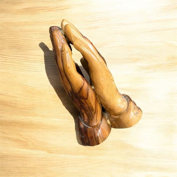 Vintage Praying Hand Wooden Heavy Art Home Decor Decorative Religious Wood - Picture 1 of 5